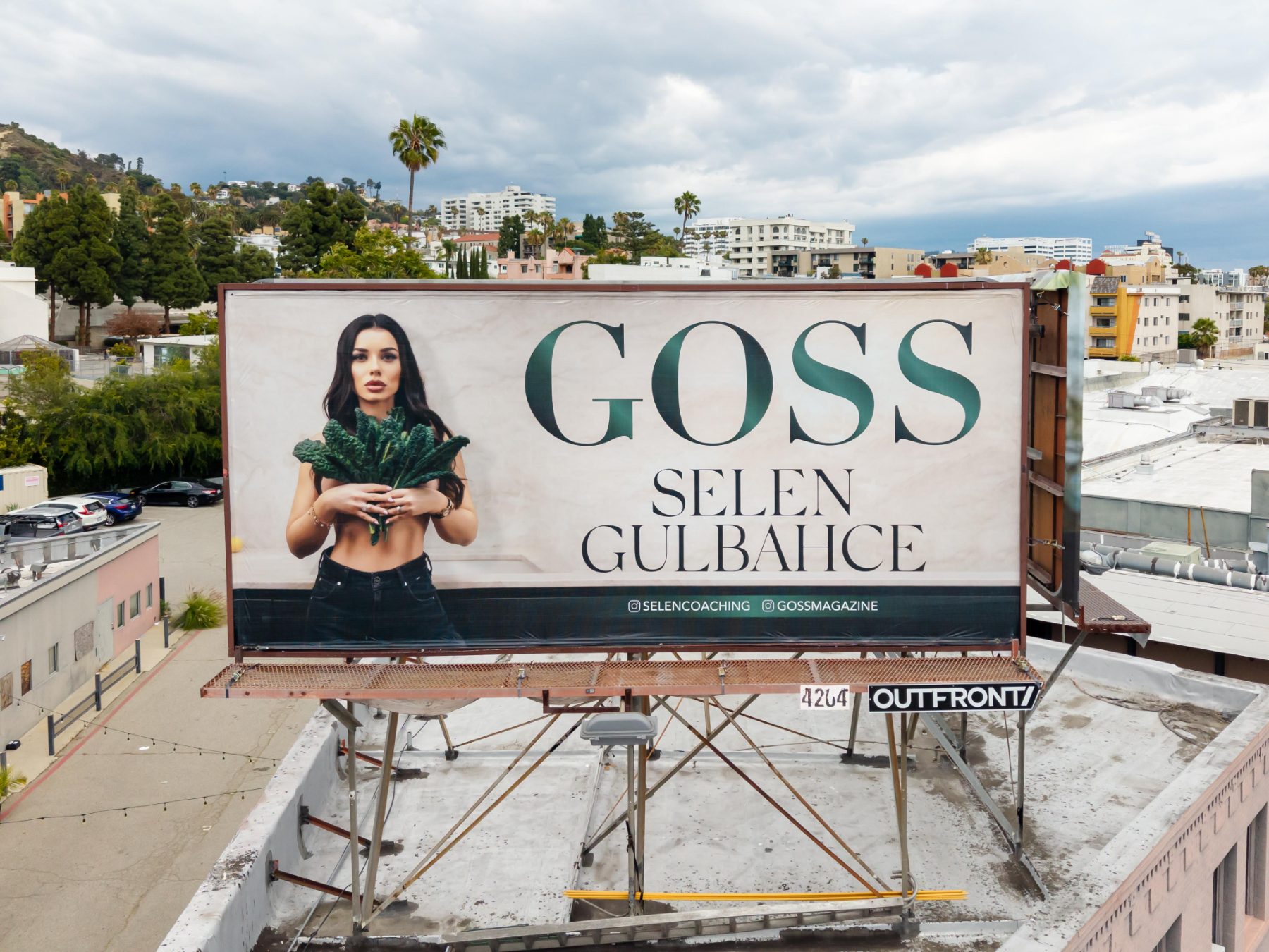 Selen Gulbahce on a GOSS billboard on Sunset Boulevard, Los Angeles